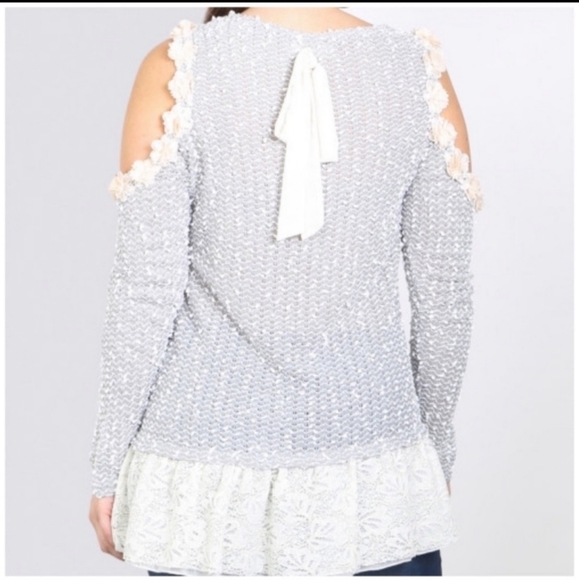 Gave away for Christmas Ryu A'reve Floral Lace Sweater Cut Out Sleeves - Picture 3 of 4